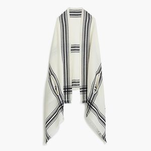 NWT JCrew blanket cape scarf cream+navy w/arm hole